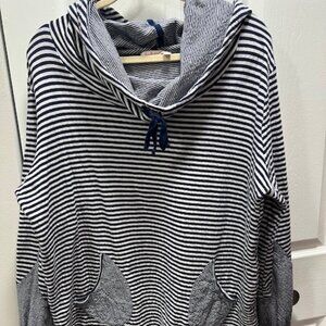 Fresh Produce Women's Striped Cotton Hooded Sweatshirt